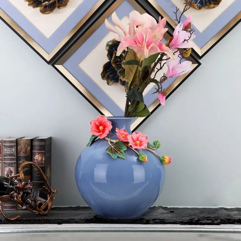 

Enamel ceramic vase living room bedroom ornament flower arrangement home decoration