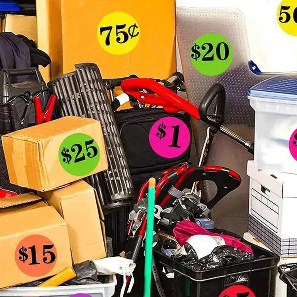 

6pcs Price Stickers Pre-Priced Labels Round Pricing Labels For Retail Store Sale Small Business Supermarket Market Neon Colors