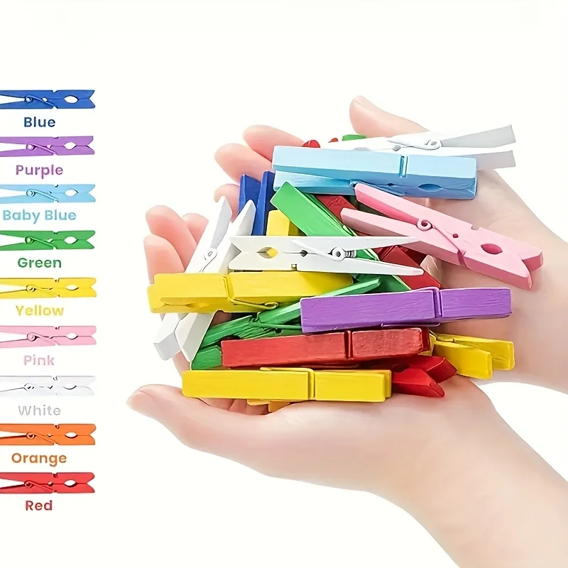 50pcs Mini Pastel Wooden Clothespins Soft Color Craft Clips for Photo Wall Party Decor Scrapbooking Kitchen Sealing DIY Projects