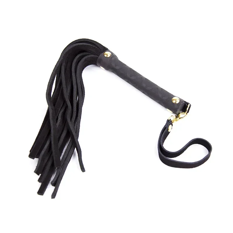 Flirtende Peitsche Slap Spanking Exotisches Zubehör mit Quaste Echtes Leder Spiel für Erwachsene Fabrik Direktverkauf Sexy Bondage Flogger
