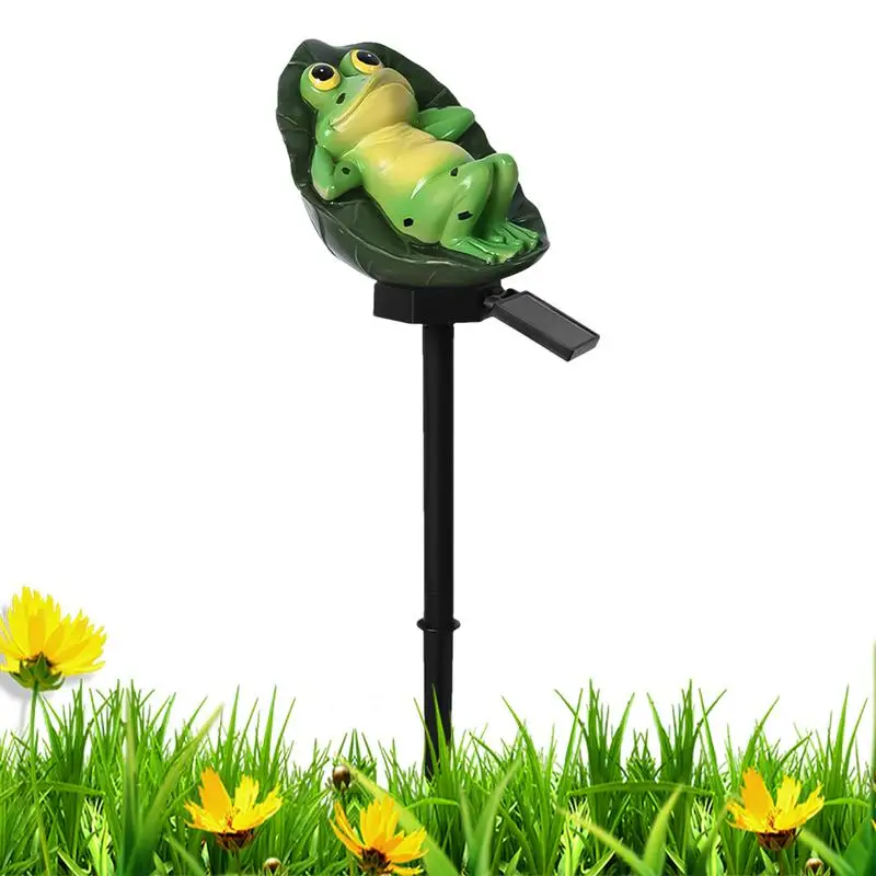 Frog Solar Garden Lights Frog Garden Statue Solar Stake Lights Waterproof Solar Pathway Lights Fairy Garden Accessories Outdoor