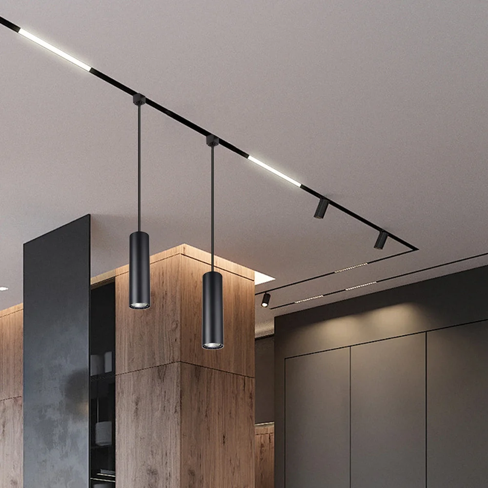 

Modern Track Pendant Light LED 90-260V Ceiling Chandelier Home Decor Kitchen Living Room Dining LED Rail Long Tube Hanging Lamp