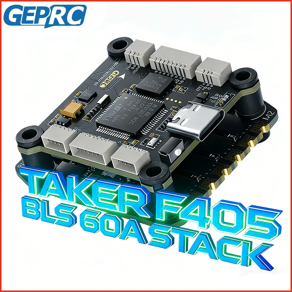GEPRC TAKER F405 BLS 60A 3-6S Flight Stack GEP-F405-HD Flight Controller with TAKER H60_BLS 60A 4IN1 ESC For Drone Racing