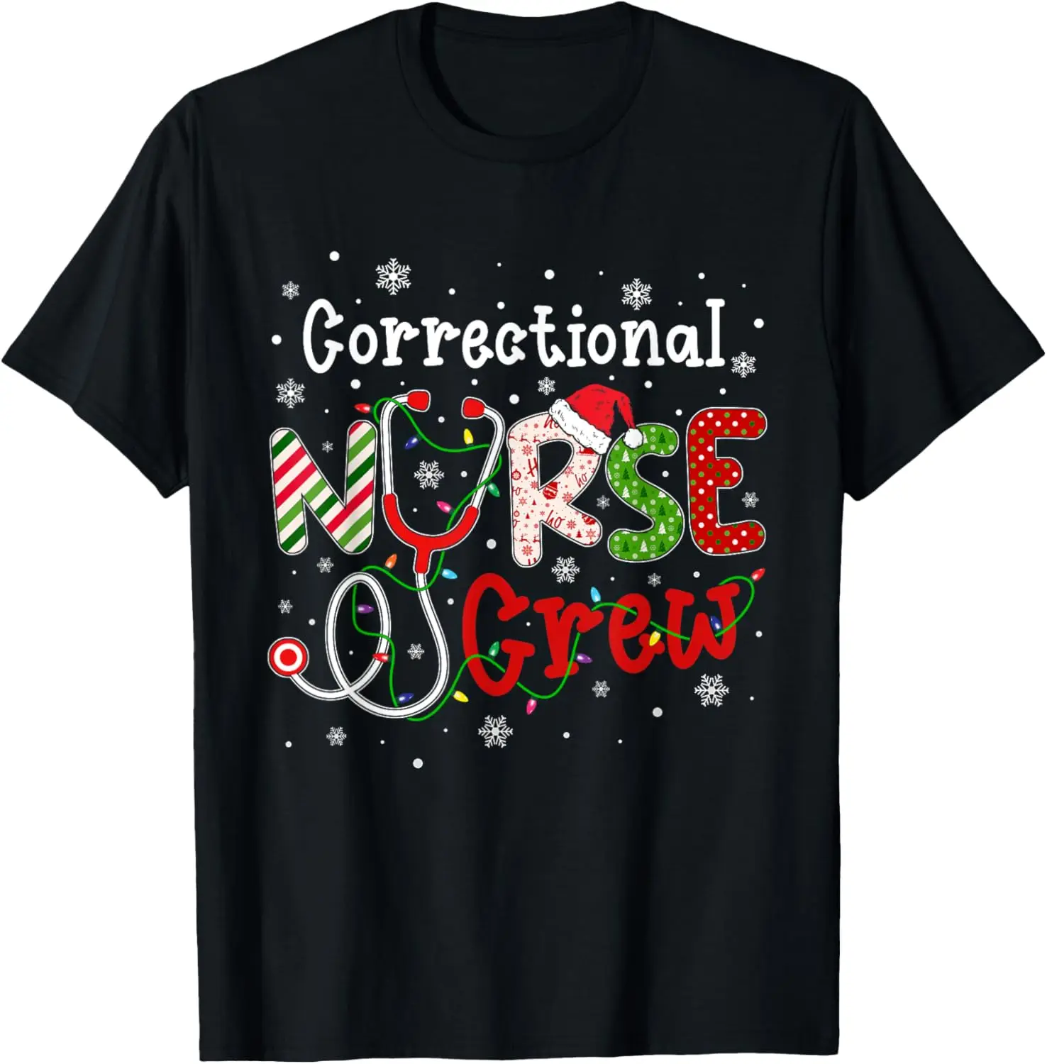 Correctional Christmas Nurse Crew Nursing Christmas Pattern T-Shirt