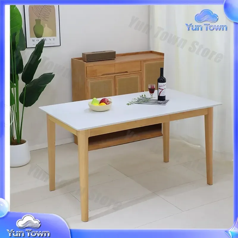 Solid Wood Rock Slab Dining Table for Nordic Small Apartment Simple Durable Household Dining Table Log Office Long Table