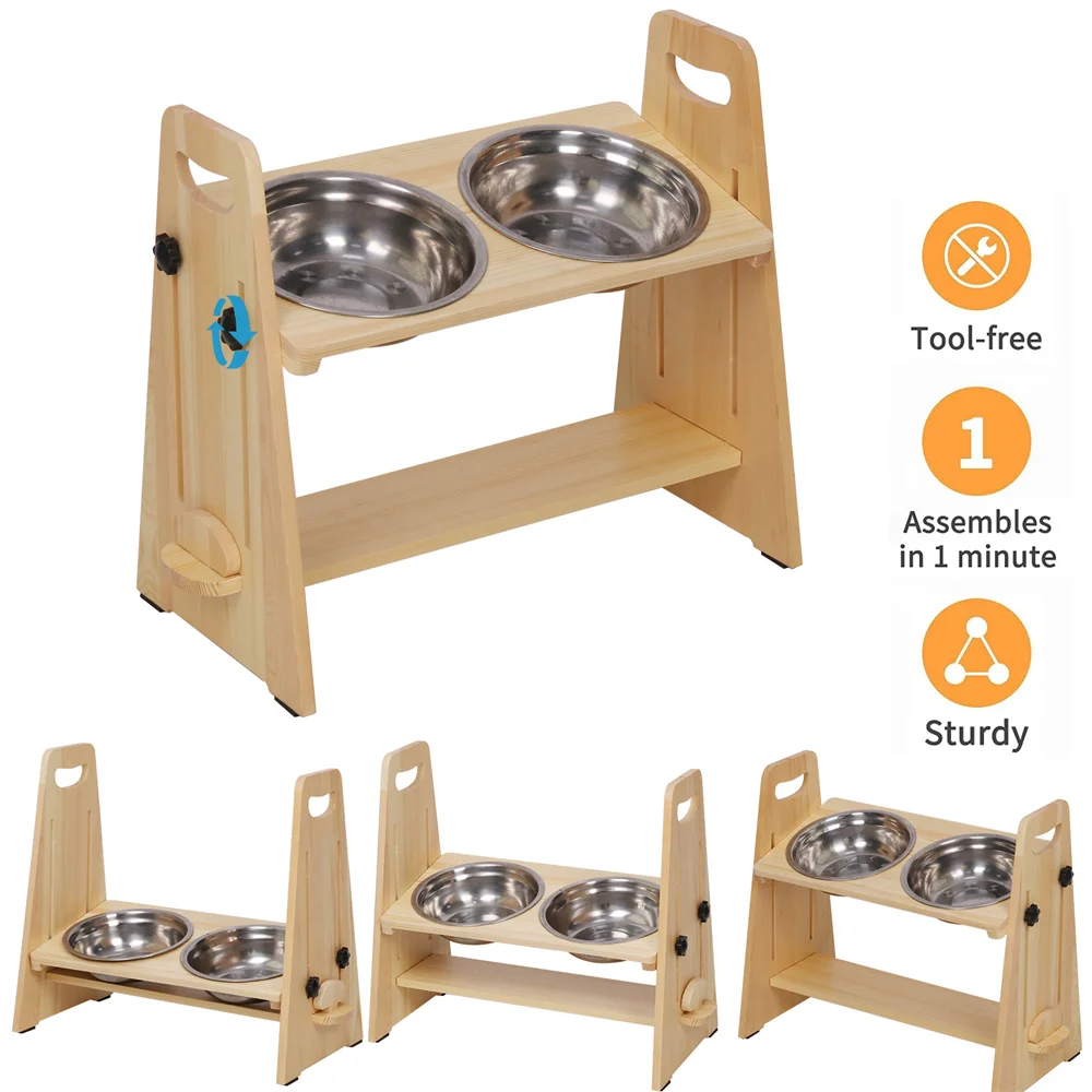 Height Adjustable Elevated Dog Bowls Tall Raised Feeder Stand Dog Food Water Bowl Feeder Station for Large Medium Small Dogs view 6