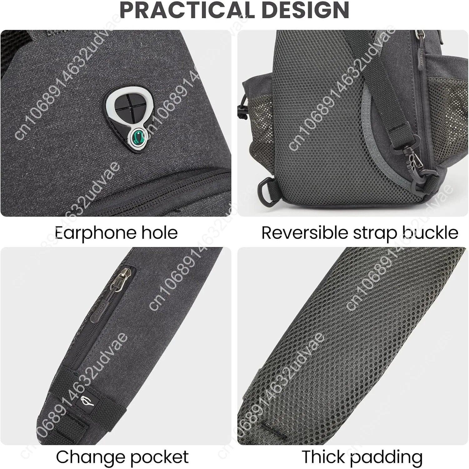 G4Free Canvas Sling Bag Crossbody Backpack with USB Charging Port & RFID Blocking, Hiking Daypack Chest Bag for Women Men