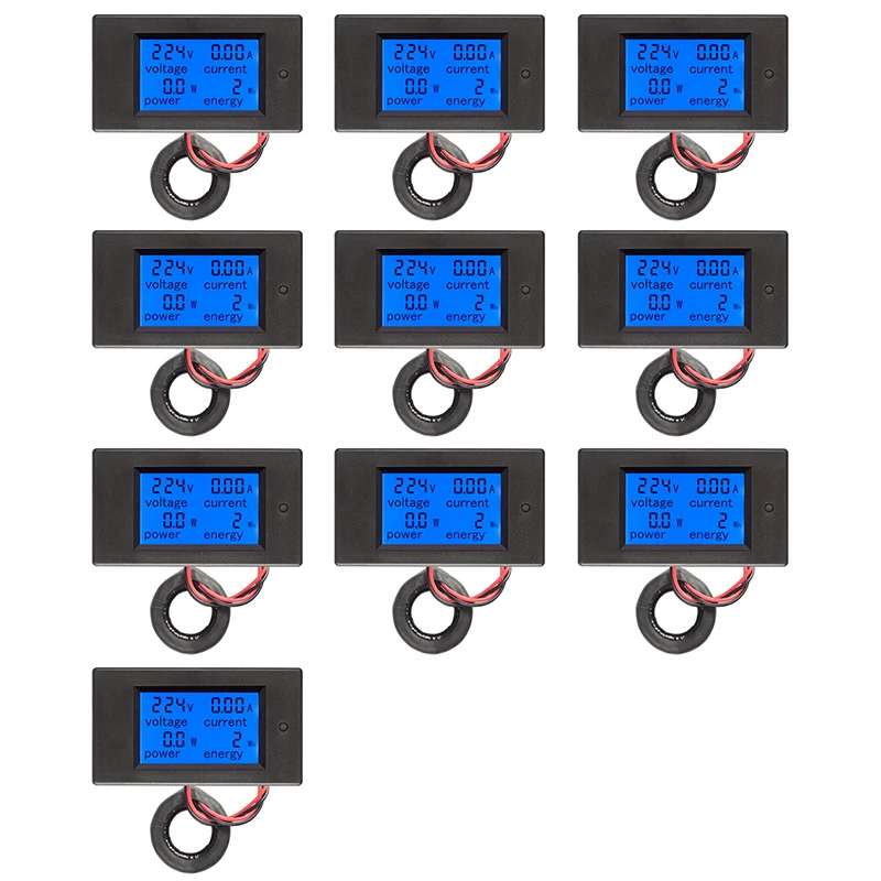 

10 Pcs AC 80-260V 100A PZEM-061 LCD Display Digital Current Voltage Power Energy Ammeter Voltmeter with Current Transformer CT