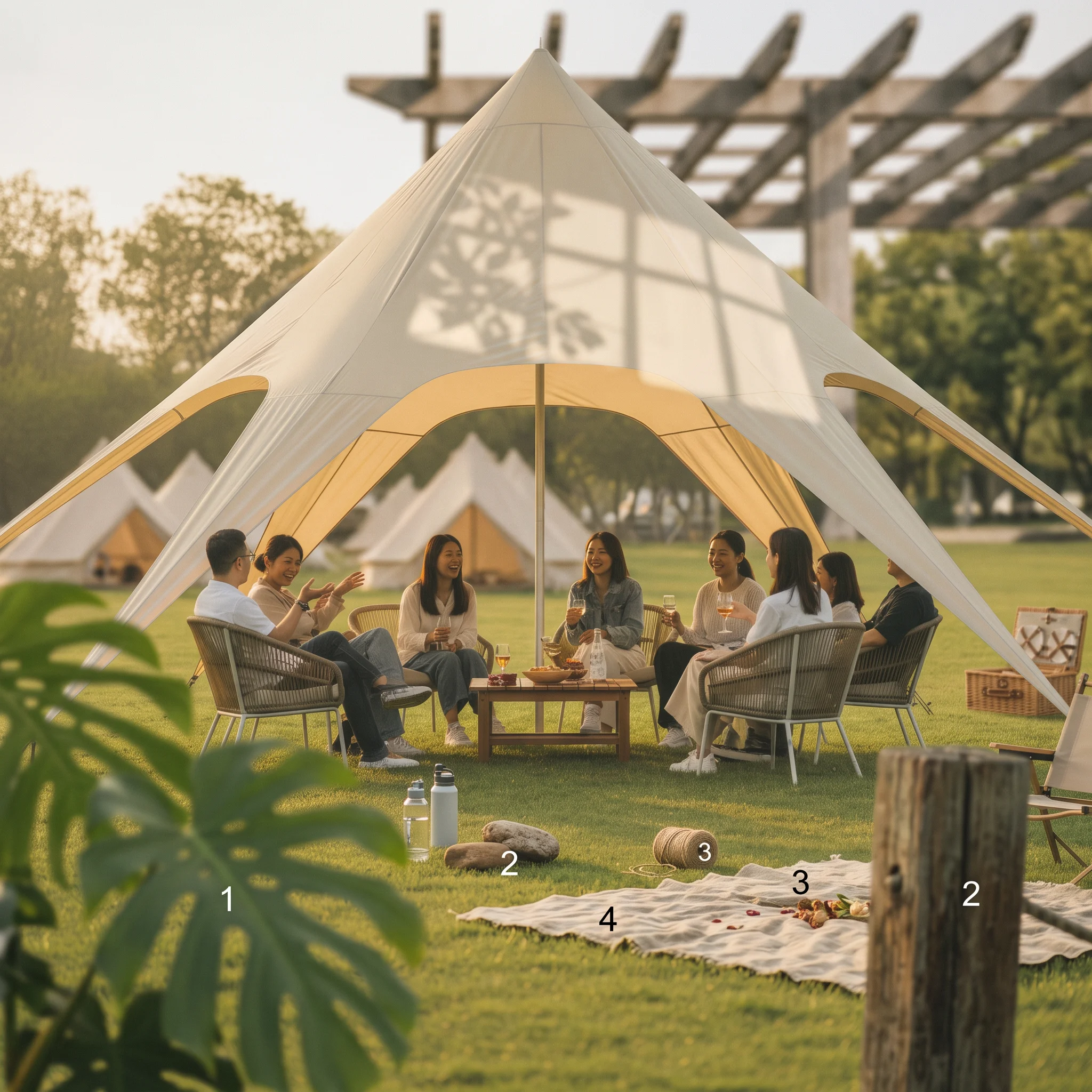 Star Canopy Easy Setup Canopy Tent with Stakes Outdoor Shade Portable Shelter Heavy-Duty for Campers, Glamping, Camping