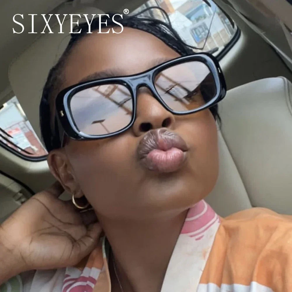 

Oversized Square Thick Frame Women's Sunglasses Popular Big Sun Glasses Female Retro Rivet Shades Luxury Brand Eyewear UV400