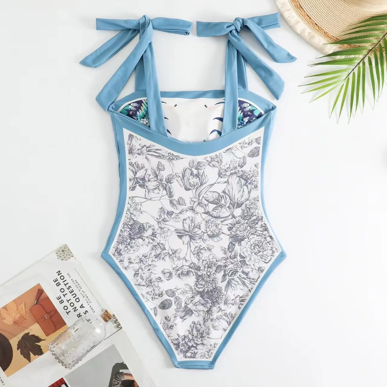 2023 Reversible Printed Swimwear Women One Piece Swimsuit Vintage Bathers Bathing Swimming Swim Suit Beachwear Summer Bodysuit