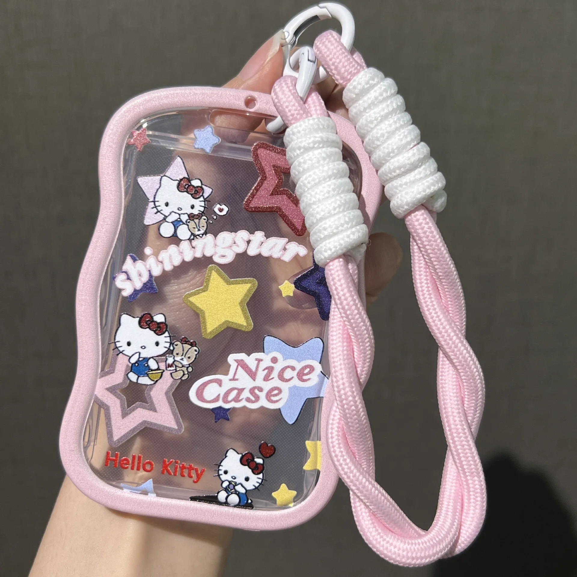 Ins Style Kawaii Photo Card Case for 3inch Photo Card Cute Photo sticker Goo Card Holder with Braided Rope and Acrylic Pendant