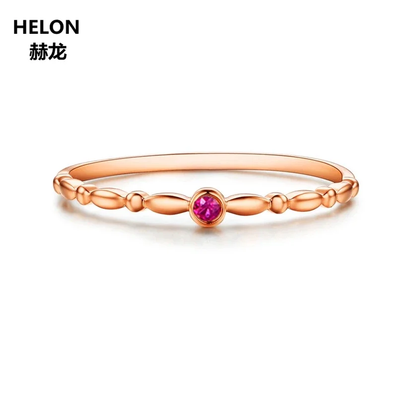 Solid 14k Rose Gold Ring Natural Ruby Engagement Wedding Ring Anniversary Fine Jewelry Women Trendy