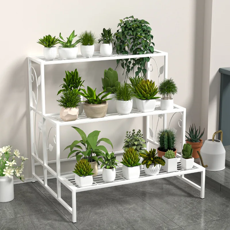 

Wrought iron flower rack, balcony rack, stepped dill pot rack, living room multi-layer plant storage succulent flower rack