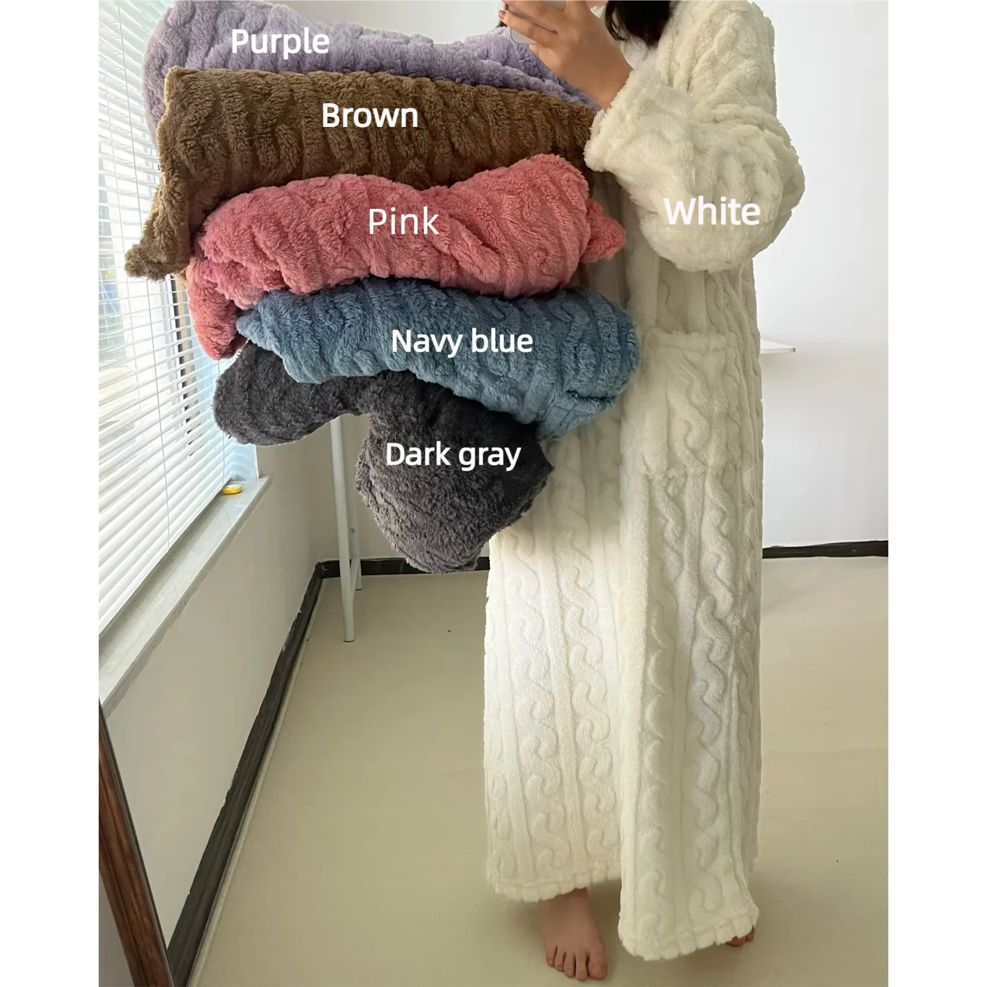 Long Sleeve Nightgowns Soft Coral Velvet Women Winter Thicken Night Dress Sleepwear Homewear Solid Color Comfort Warm Nightdress