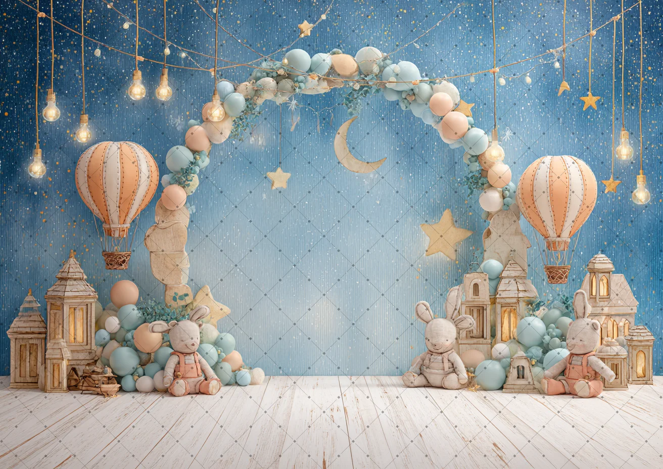 Air Balloons Astronautics Baby Shower Photography Background Boys Girls Birthday Smash Party Decor Background Photoshoot Props