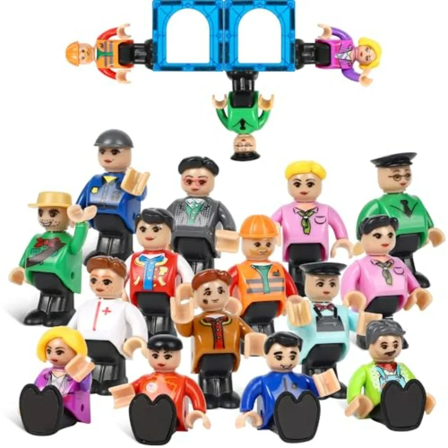 

15 Pieces Magnetic People Figures for,Magnet Play People Perfect for Magnetic Tiles Building Blocks STEM Learning Magnet Toys f