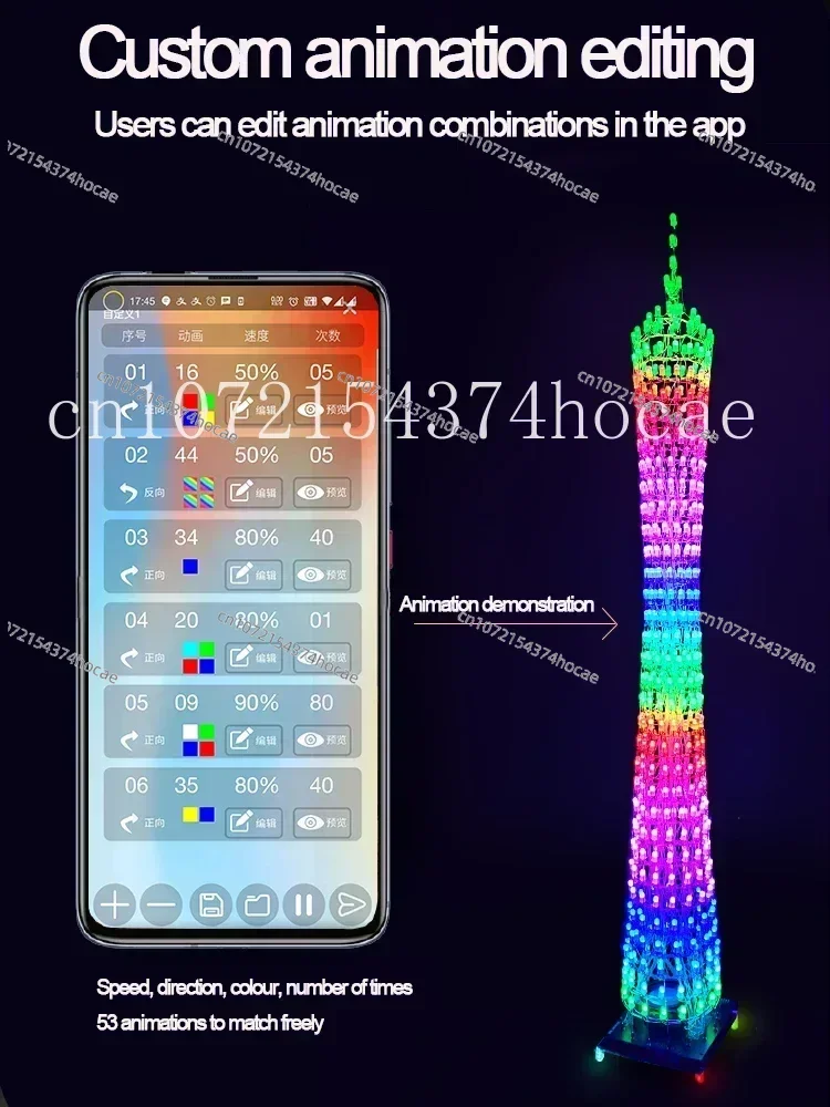 DIY electronic welding kit, 32 layer RGB cube light, Guangzhou Tower, microcontroller, Bluetooth music application control