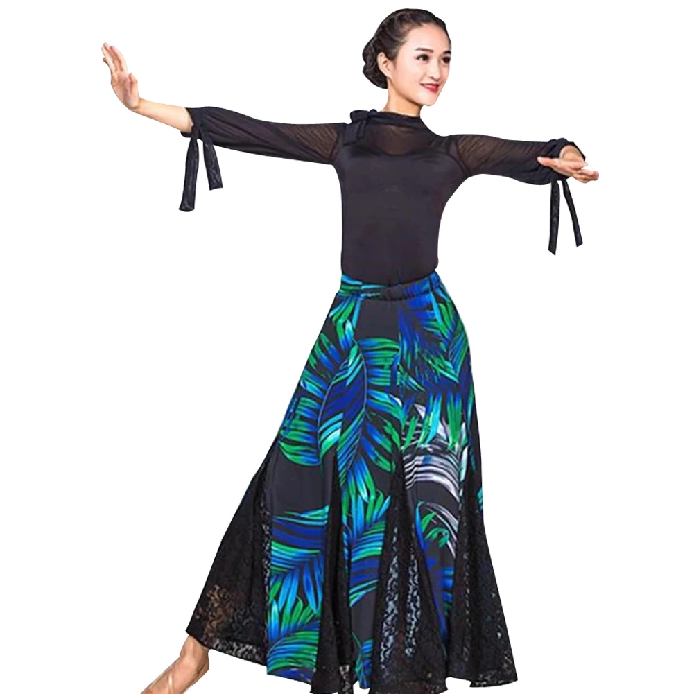 Vestidos espanhol para dança de baile, vestido feminino para dança de salão valsa, roupa de dança moderna para top e saia