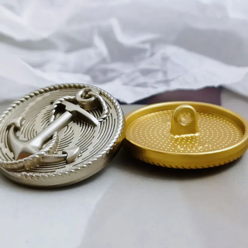 الذهب الفضي مرساة تصميم المواد الخياطة الفاخرة للخياطة زر معدني للملابس معطف DIY الحرف المواد الزخرفية