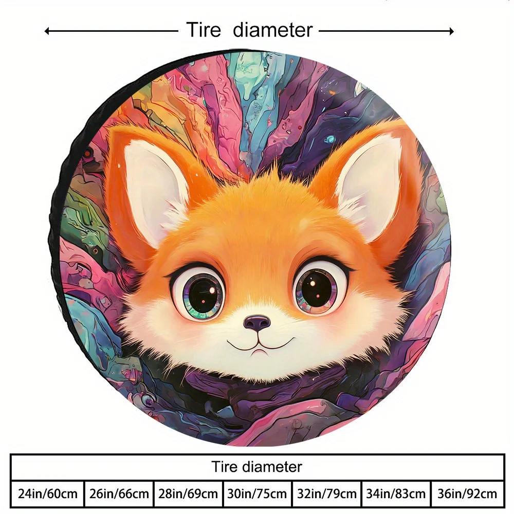 Colorful Fox Patterned Tire Covers, Stylish And Vibrant Design, Suitable For Sedans, Mpvs, Compact Cars, And Family Vehicles, Sh