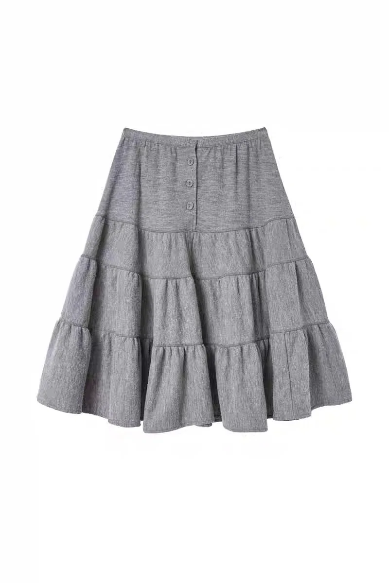 Saia Midi E de Cintura Alta Estilo Vintage para Mulheres em Fibra de Poliéster para Uso Diário e Ocasiões Urbanas