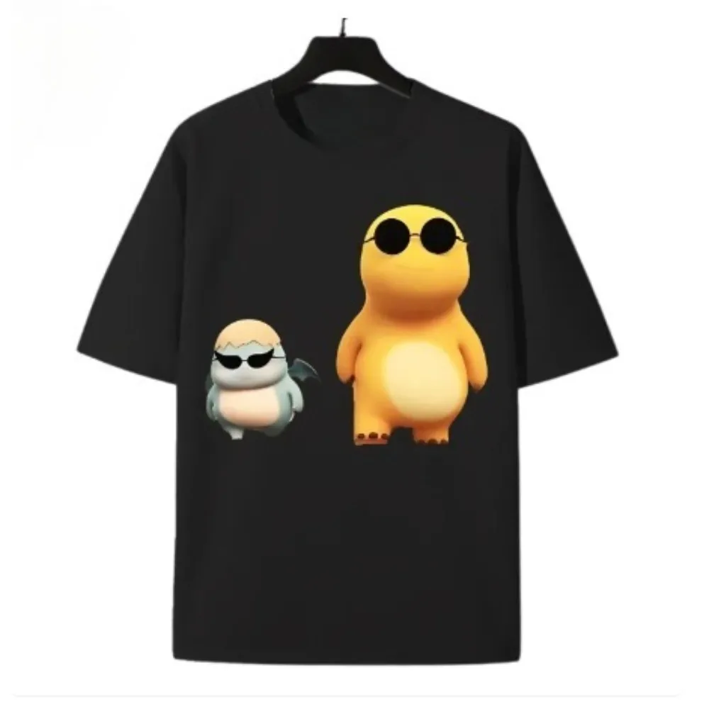 نمط تي شيرت للشباب الترفيه ناي طويل لطيف الحليب التنين أنيمي المألوف شعبية فضفاضة مريحة