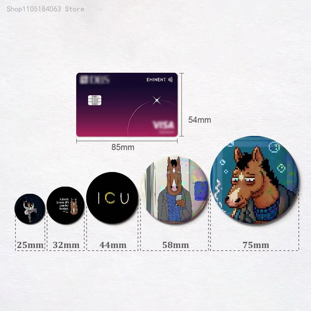 B-BoJack H-Horseman Badges 25 32 44 58 75 mm Round Cosplay Pin Bag Decor Fans Collect Friends Gifts Brooch Souvenir