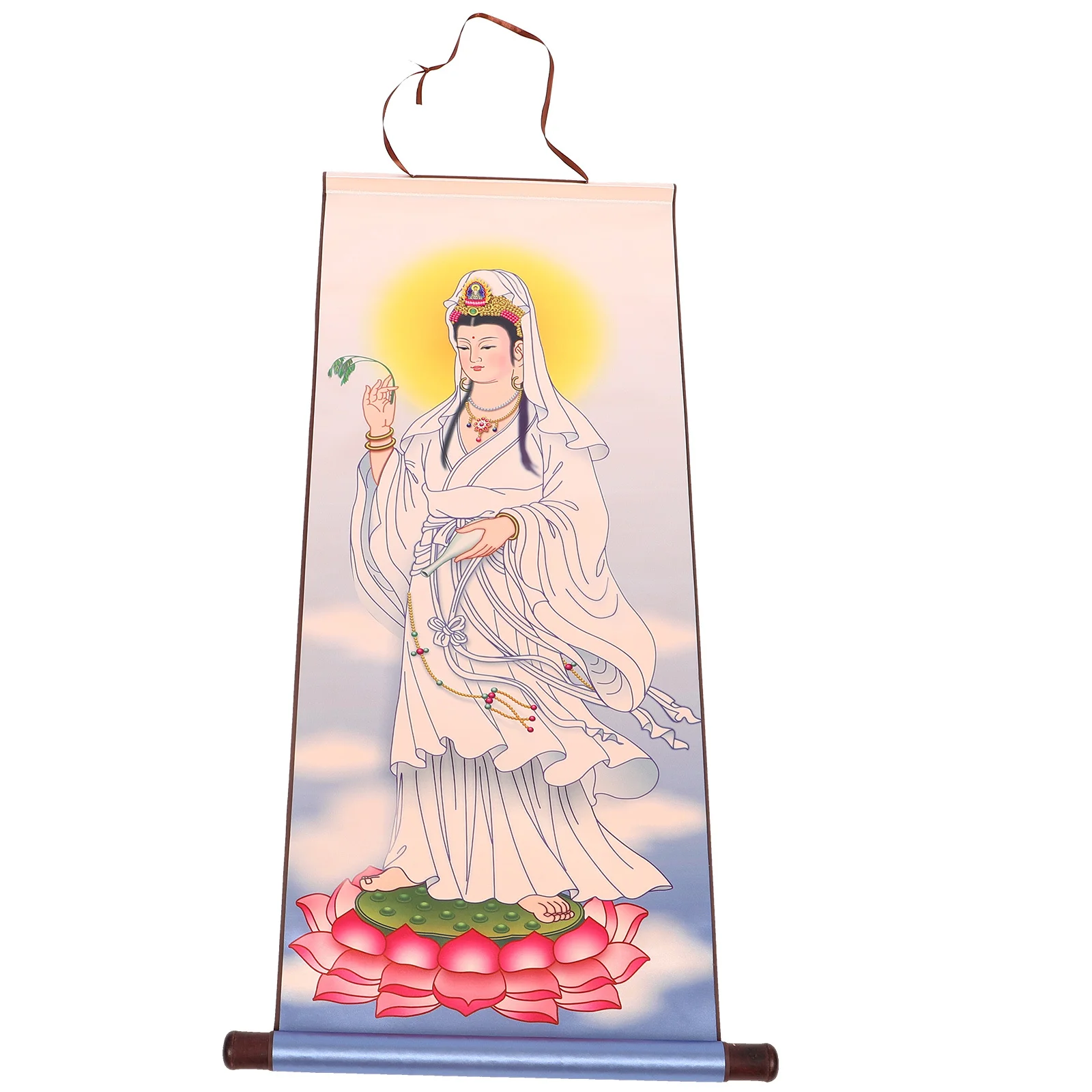 

Guanyin Buddha Painting Scroll Religious Home Decor Asian Wall Art Chinese Painting Tapestries For Bedroom Wall Hangings Decor