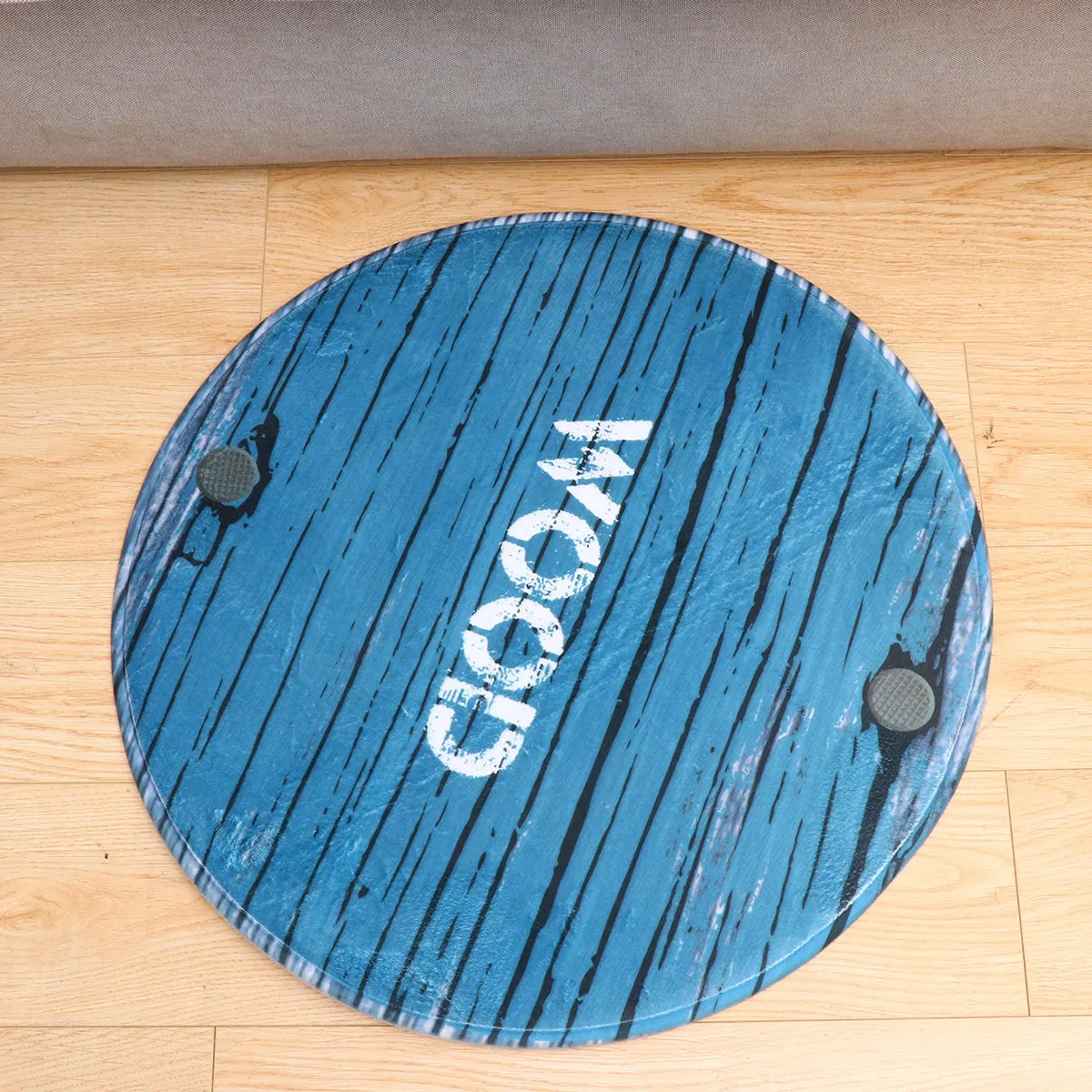1Pcs Floor Flannel Mat Round Premium Wood Simulation Foot Cushion Comfortable Anti-Fatigue Rug for Home Office Shop Hotel