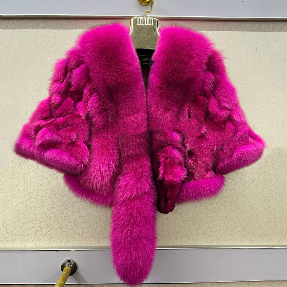Natural Fox Fur Coat Woman Luxury Real Fur Jackets y2k Woman Fur Jacket with Fur Collar Tail Warm Women's Winter Jackets Clothes