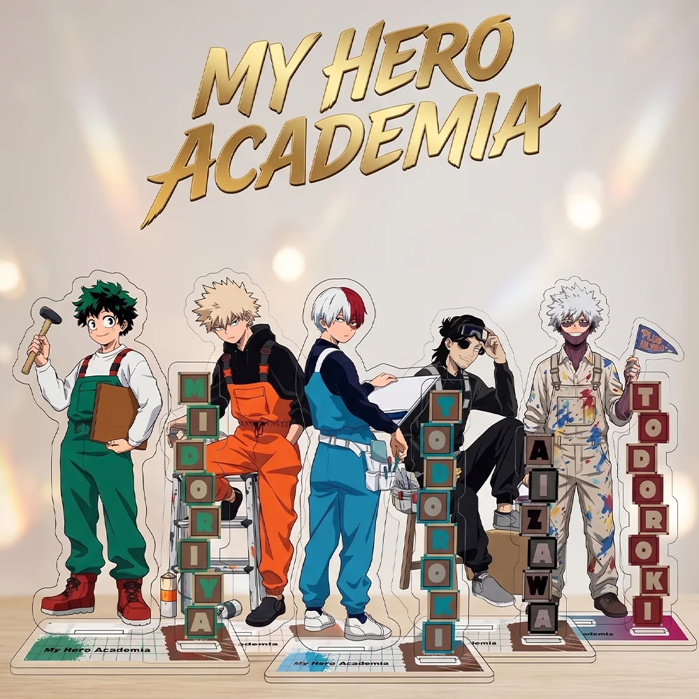 

My Hero Academia 10th Anniv Overalls Ver 15CM Double Sided Acrylic Stand Keychain 2026 New Anime Stand Izuku Katsuki DABI Decor