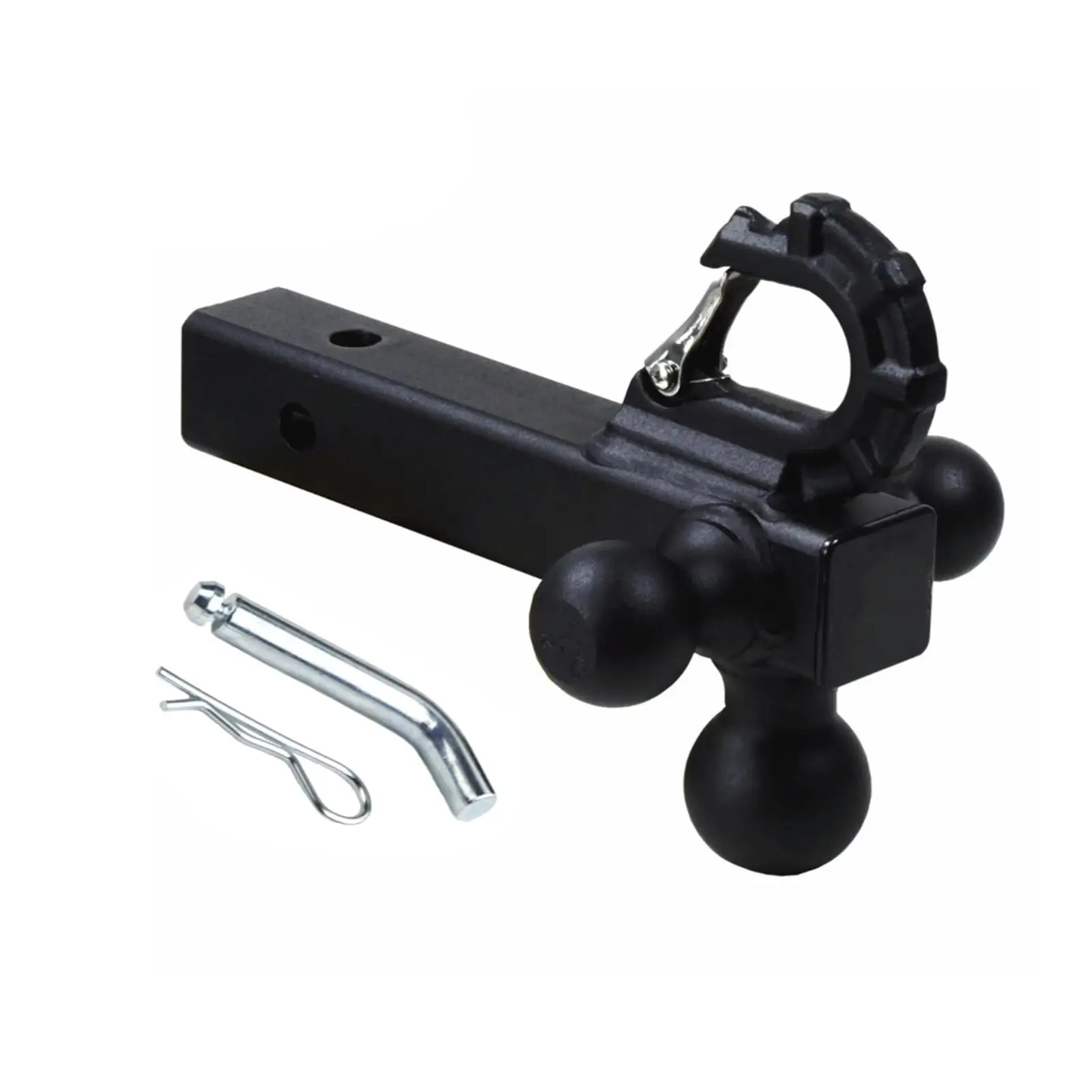 

Trailer Hitch Triple Ball Mount with Hook Simple Installation Black for SUV, Tractor Towing Sturdy with Hitch Pin 30.5cm Length