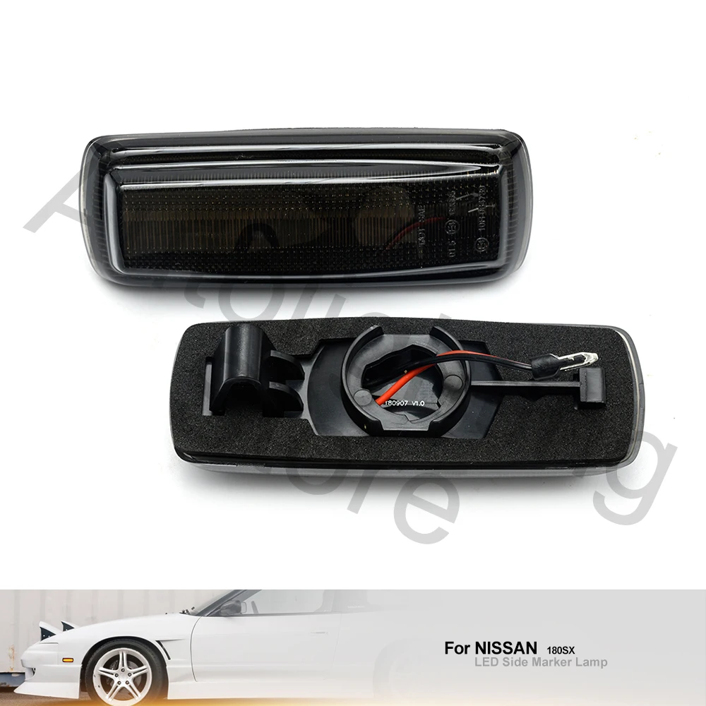 2PCS smoke design front bumper turn signal light side marker light For Nissan 180SX JDM Spec 1989-1998 indicator light