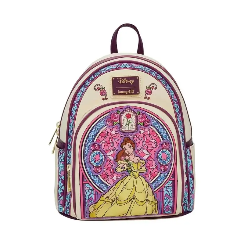 

2025 New Disney Loungefly Beauty And Beast Beauty Colorful Glass Mini Backpack Surprise Holiday Gifts For Girls