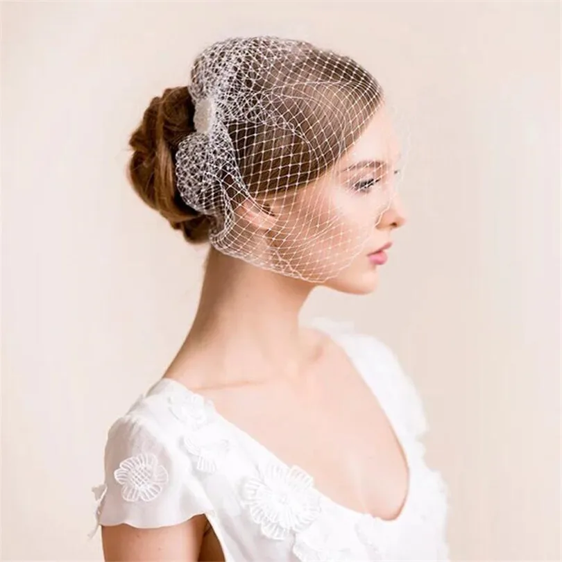 Bridal Birdcage Veil Wedding Party Head Dress Elegant Face Wedding Veil for Woman Blusher Veils Fascinators Hair Accesories