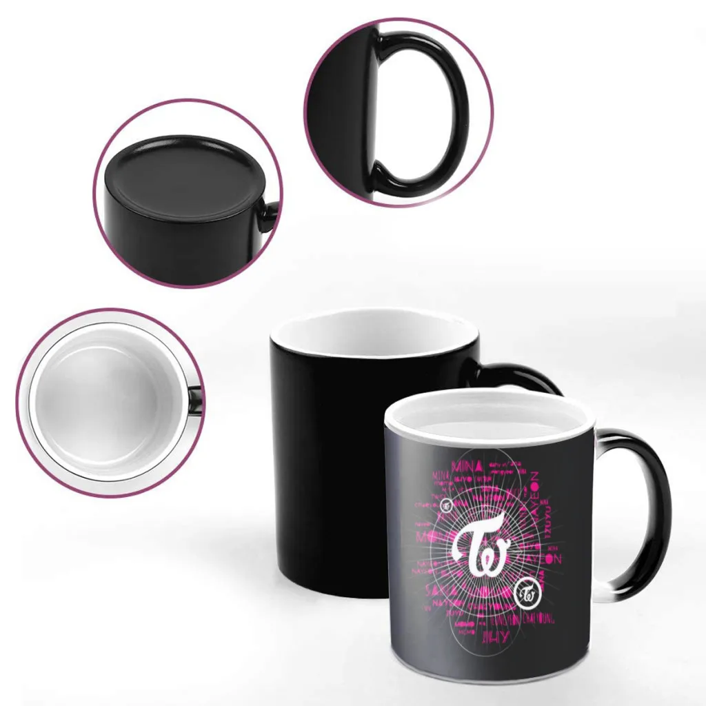 Music-TWICE-Girls Ceramics Coffee Mugs Thermal Color-changing Gifts Drinkware Coffeeware 11OZ Ceramic