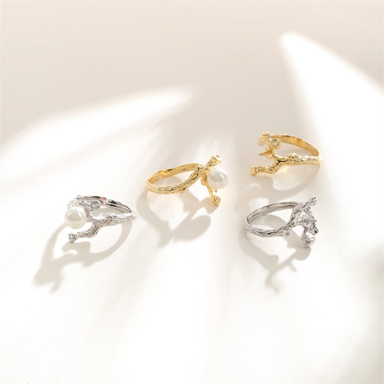 S925 Sterling Silver Vintage Twig Ring Blank Adjustable Open Band Setting for Round Pearl Amber Beeswax  Jadeite Bead DIY Inlay - view 5