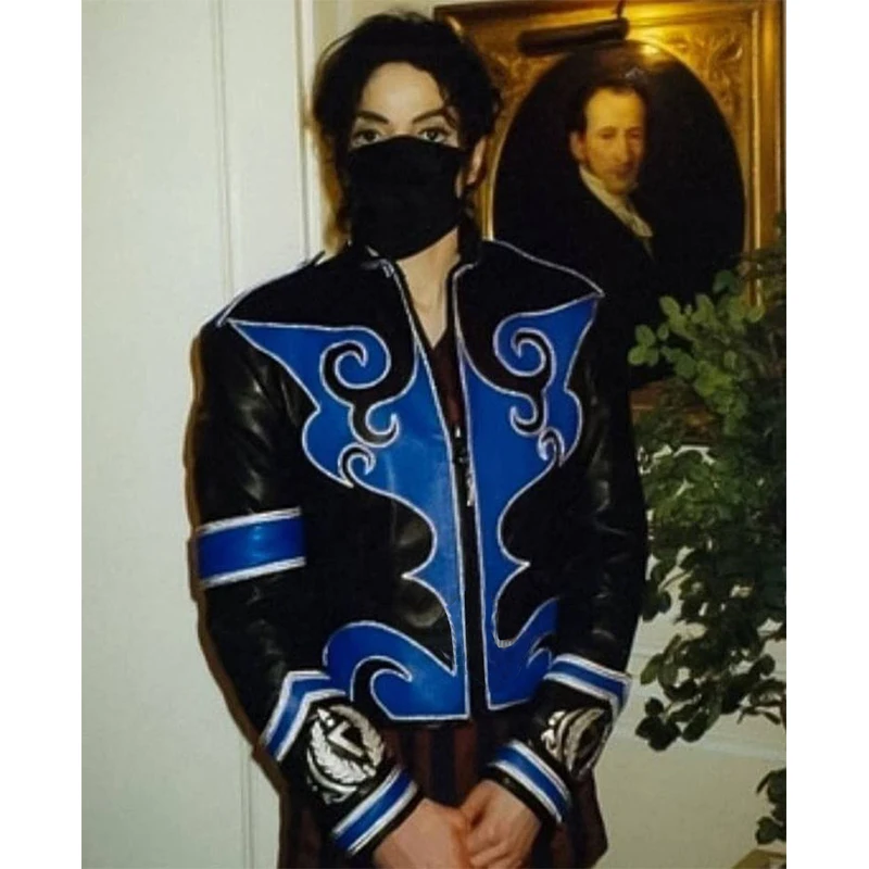 

Custom Made Super Singer Stage Perfermance Black and Blue Costume Mens Gothic Punk Zipper Up Jacket