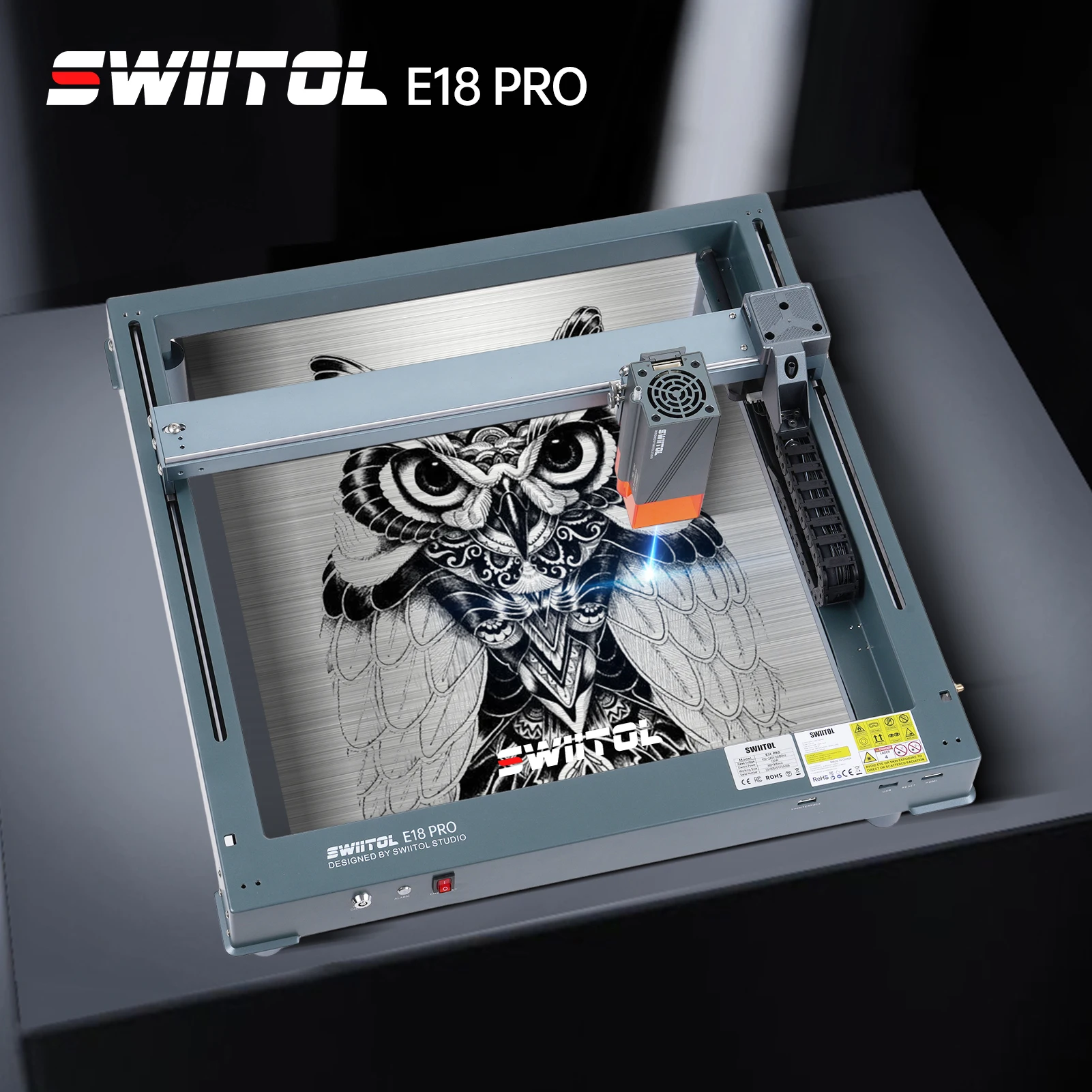 Swiitol E18 Pro 18W Laser Engraver Integrated Structure Compressed Spot Coupling Technology High Speed Engraving 365*305mm Area