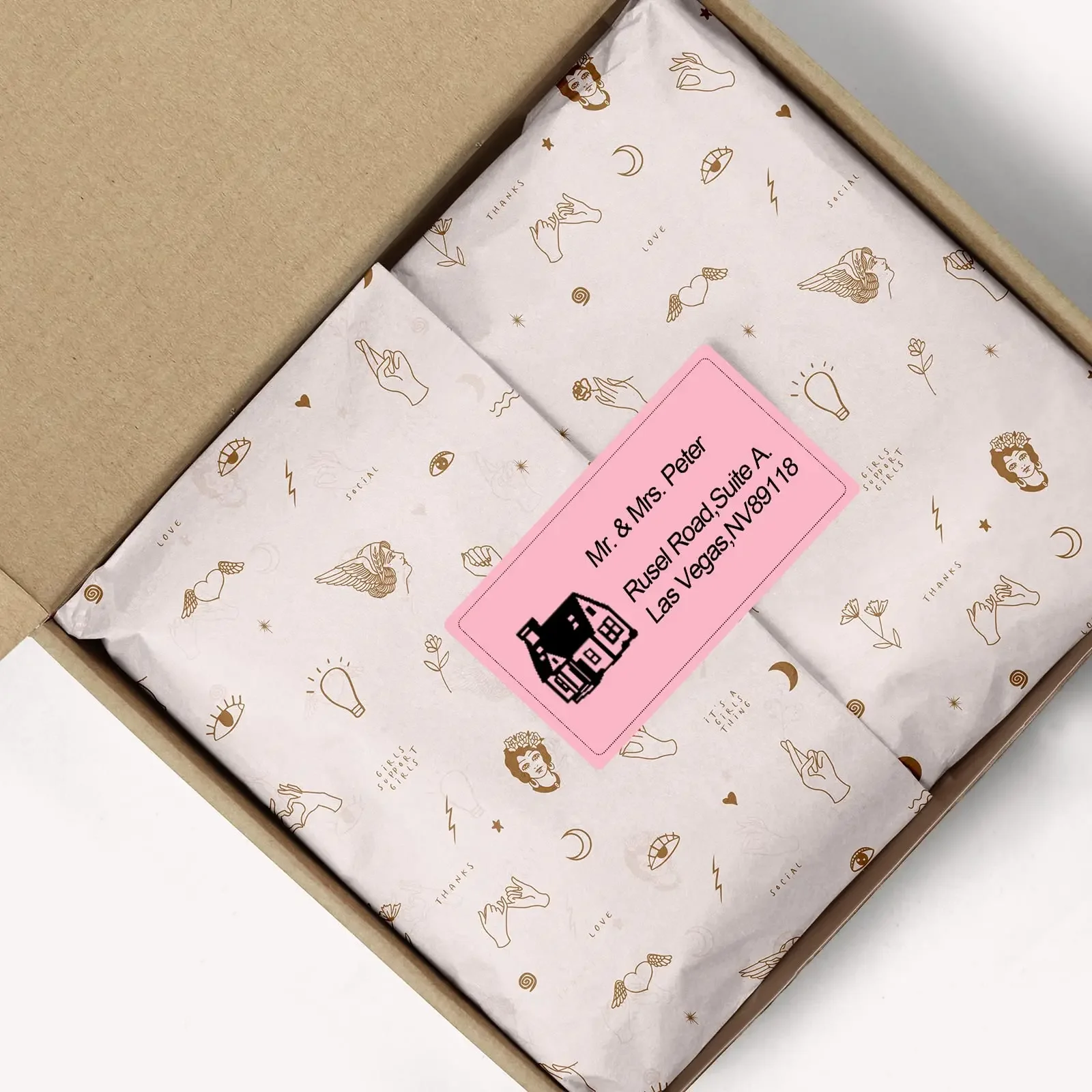 Direct Thermal Labels Stickers Pink Color Replacement for Self-Adhesive Address Shipping Barcode for All 30-100mm Label Printer