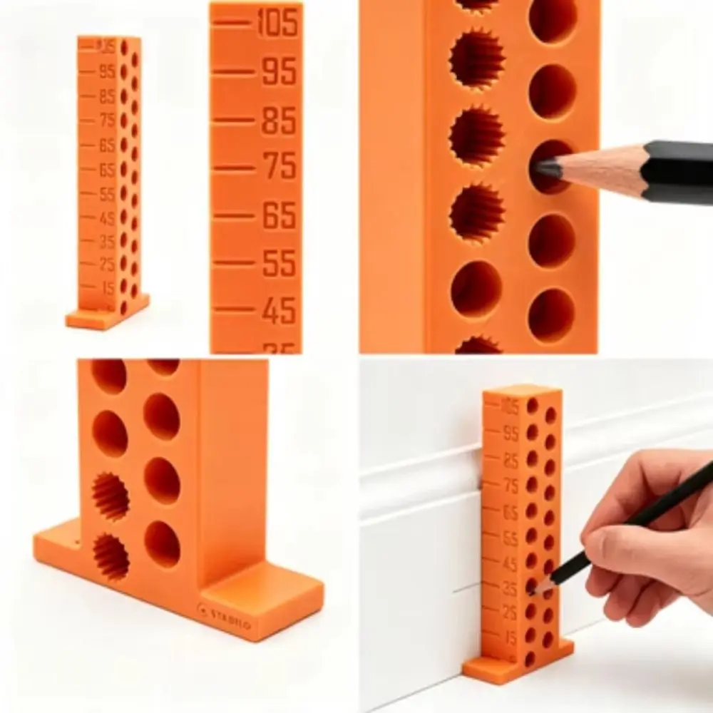 3D Printed Woodworking Measuring Tool Pencil Positioning Precision Height Marking Ruler Metric and Imperial DIY
