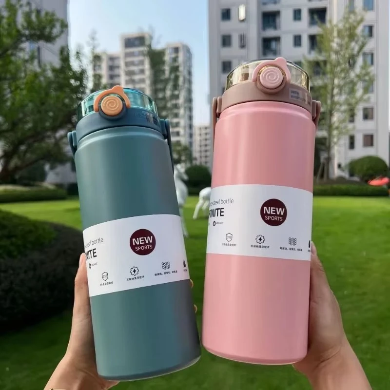 Botella térmica de gran capacidad de 1,2 L con pajita, botella de agua térmica  acero inoxidable, termo para mantener el frío