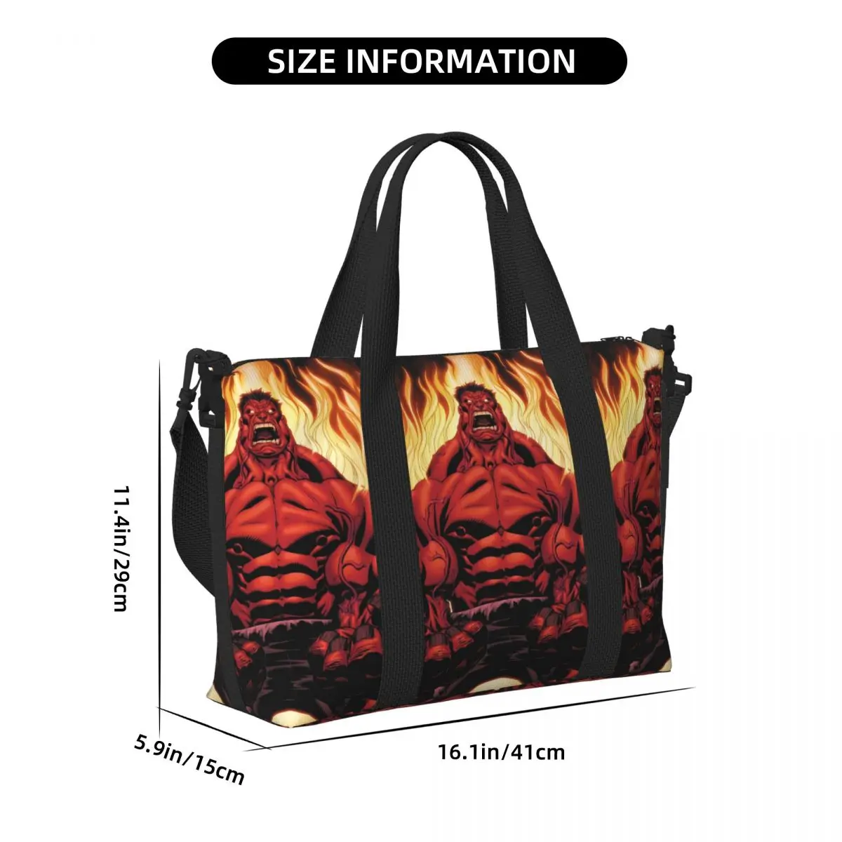 Aangepaste Rode Hulk Strand Draagtas Vrouwen Grote Compartiment Gym Strand Reistassen