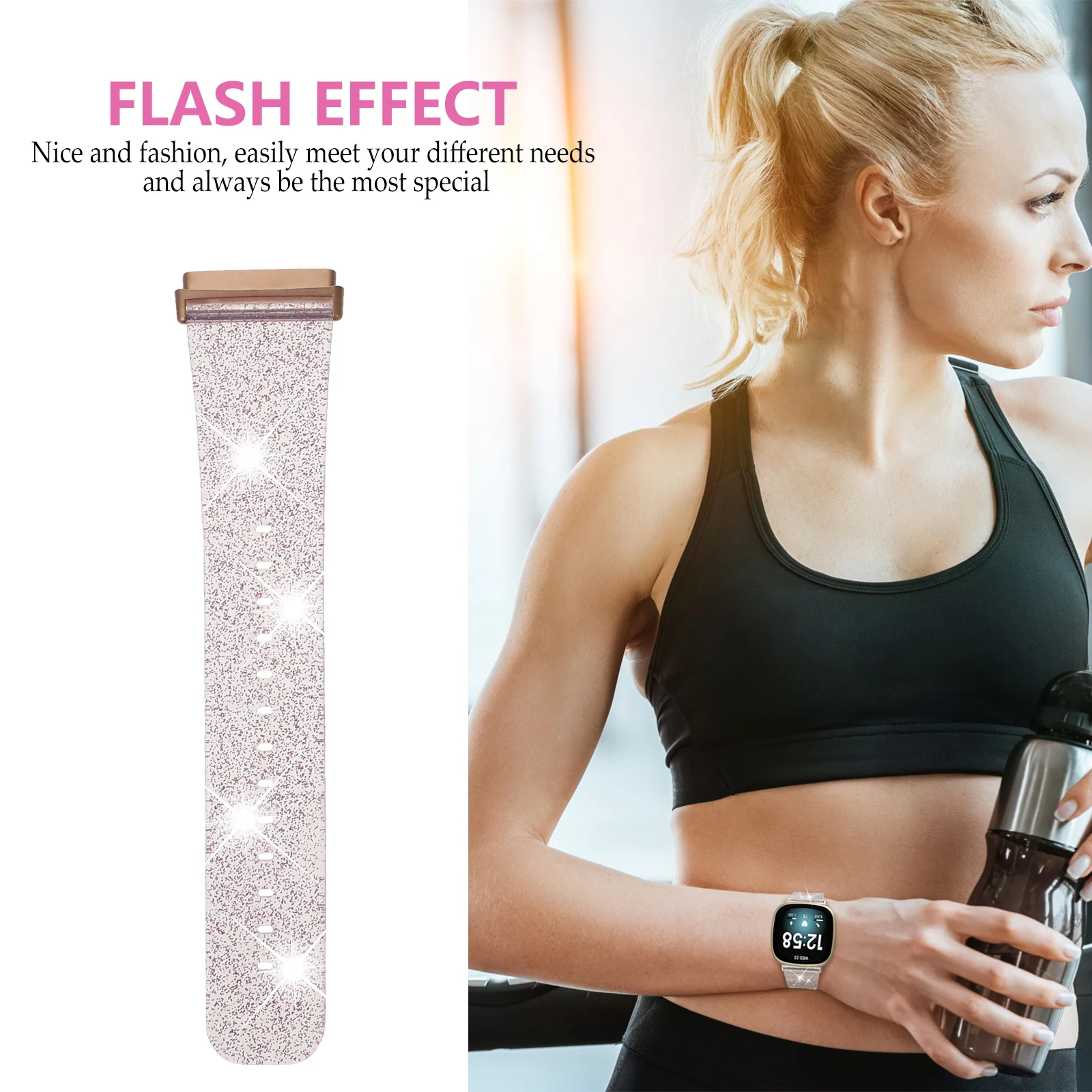 

Glitter Strap Watch Delicate Replace Band Bling Watchband Replacement Silica Gel Bracelet Woman Silicone