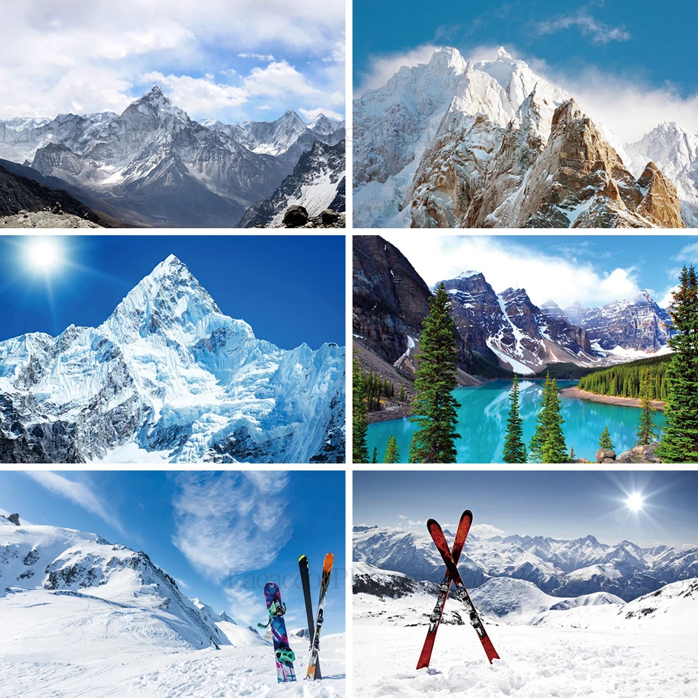 

Snow Mountain Adventure Backdrop Cold Winter Outdoor Blue Sky Alpine Snow High Hill Peak Ski Nature Landscape Travel Background