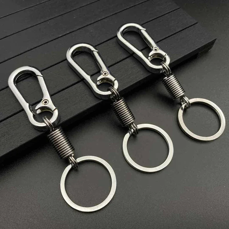 Car motorcycle Keychain Simple Strong Carabiner Shape Keychain Climbing Hook Key Chain Rings Stainless Steel Man Gift