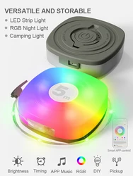 LED Night Light RGB Camping String Lights Outdoor Waterproof Smart APP Portable Stowable USB Charging Decorative Ambient Lights