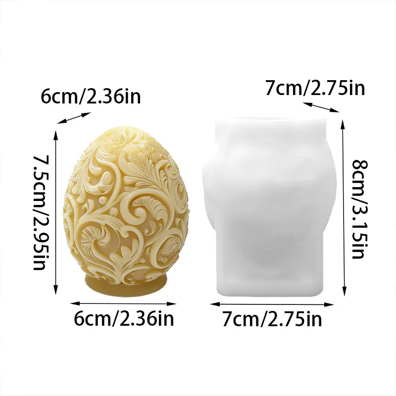 Gilded Baroque Easter Egg Candle Mold Silicone DIY Handmade Aromatherapy Wax Mold Luxurious Vintage Decorative Art Handmade Tool