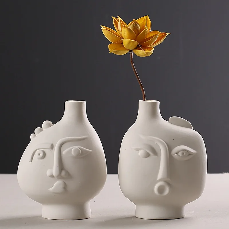 human ceramic vase minimalist dry flower decor nordic modern home ornament plain fired living room office stylish decoration